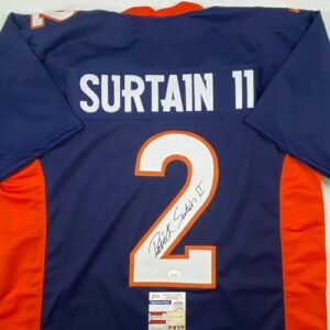 Autographed/Signed Patrick Surtain II Denver Blue Football Jersey JSA COA