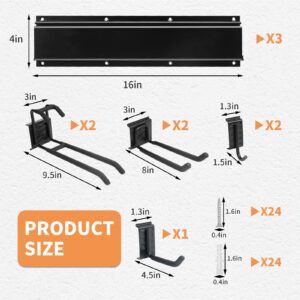 Sposuit 48inch Tool Storage Rack, 7 Hooks Tool Rack Wall Mount Storage System, Garage Organizer Wall Mount for Shovels, Rakes, Ladders, Ski Board, Garden Tools and More, 3 Tracks, Max Load 300lbs