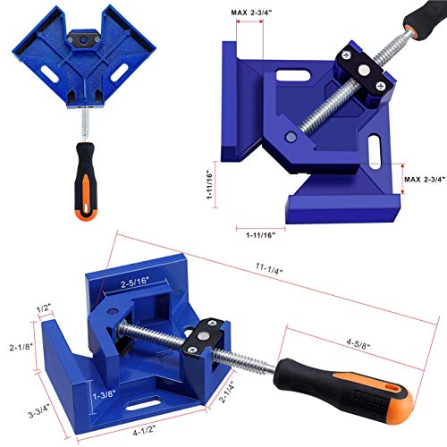 Corner Clamps for Woodworking Set of 4,90 Degree Right Angle Clamps,Aluminum Alloy Square Clamp,Wood Tools for Metal Welding,Photo Frame,Cabinet,Drawer Miter Joint