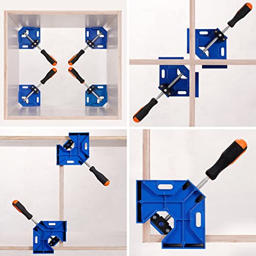 Corner Clamps for Woodworking Set of 4,90 Degree Right Angle Clamps,Aluminum Alloy Square Clamp,Wood Tools for Metal Welding,Photo Frame,Cabinet,Drawer Miter Joint