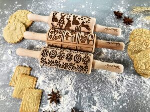 embossed rolling pin set wooden laser cut embossing rolling pins for embossed cookies play dough easter rabbit egg chicken spring flowers by algis crafts easter