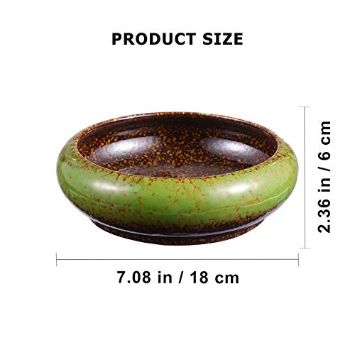 Cabilock Small Succulent Pots Vintage Succulent Pot Ceramic Bonsai Pots Large Round Succulent Planter Shallow Cactus Flower Planter Pot for Indoor Plants Green Garden Planters