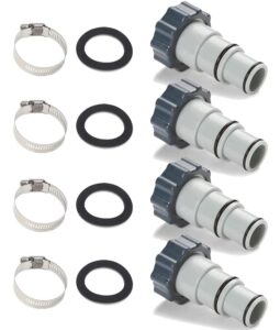 tongass (4-pack) pool hose replacement for intex pool sets with 1.5 and 1.25-inch hoses - hose adapter w/collar replace for intex pool parts fit for threaded connection pumps pn. 25007 (4, 25007)