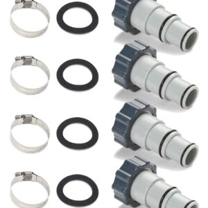 TonGass (4-Pack) Pool Hose Replacement for Intex Pool Sets with 1.5 and 1.25-Inch Hoses - Hose Adapter w/Collar Replace for Intex Pool Parts Fit for Threaded Connection Pumps PN. 25007 (4, 25007)