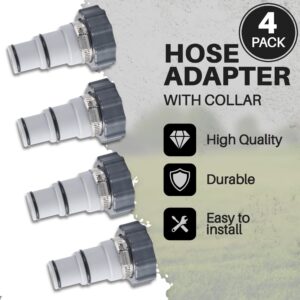 TonGass (4-Pack) Pool Hose Replacement for Intex Pool Sets with 1.5 and 1.25-Inch Hoses - Hose Adapter w/Collar Replace for Intex Pool Parts Fit for Threaded Connection Pumps PN. 25007 (4, 25007)