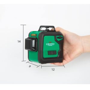 Excited Work 12 Lines Laser Leevl Self Leveling 3x360°, 3D Green Cross Line for Construction and Wallpaper/Flooring, Rechargeable Li-ion battery, Magnetic Pivoting Base, Remote Controller