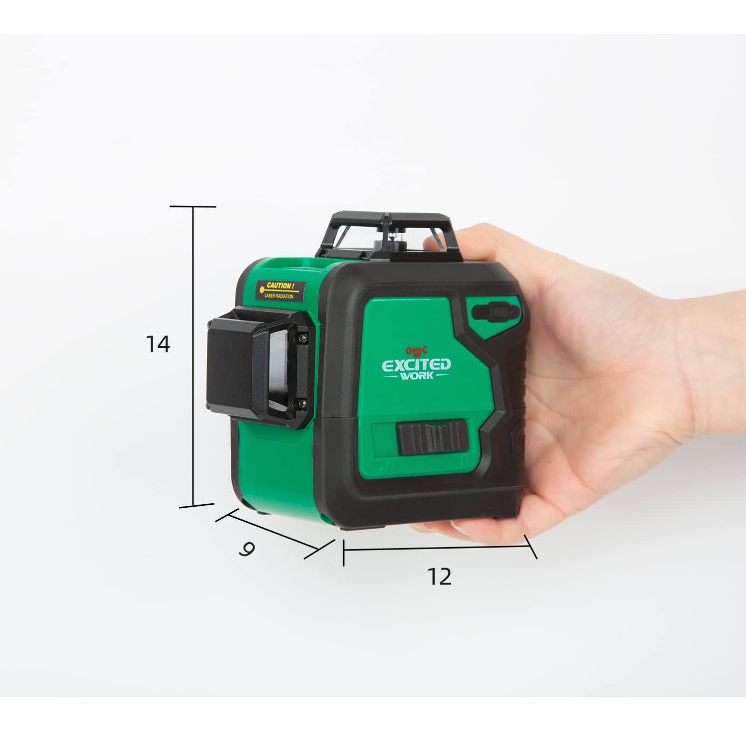 Excited Work 12 Lines Laser Leevl Self Leveling 3x360°, 3D Green Cross Line for Construction and Wallpaper/Flooring, Rechargeable Li-ion battery, Magnetic Pivoting Base, Remote Controller