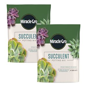 miracle-gro succulent potting mix - fertilized soil with premium nutrition for indoor succulents, 4 qt. (2-pack)