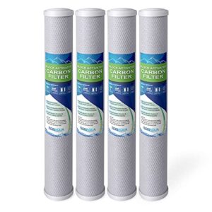 standard whole house coconut shell carbon block 5 micron water filter 20” x 2.5” fits 20” x 2.5” housings. remove chlorine and bad odor. compatible with c1-20, hx-cb-25-2010, f3wcb32 pack of 4