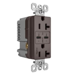 Pass & Seymour TR20USBPD Power Delivery USB Outlet, Brown