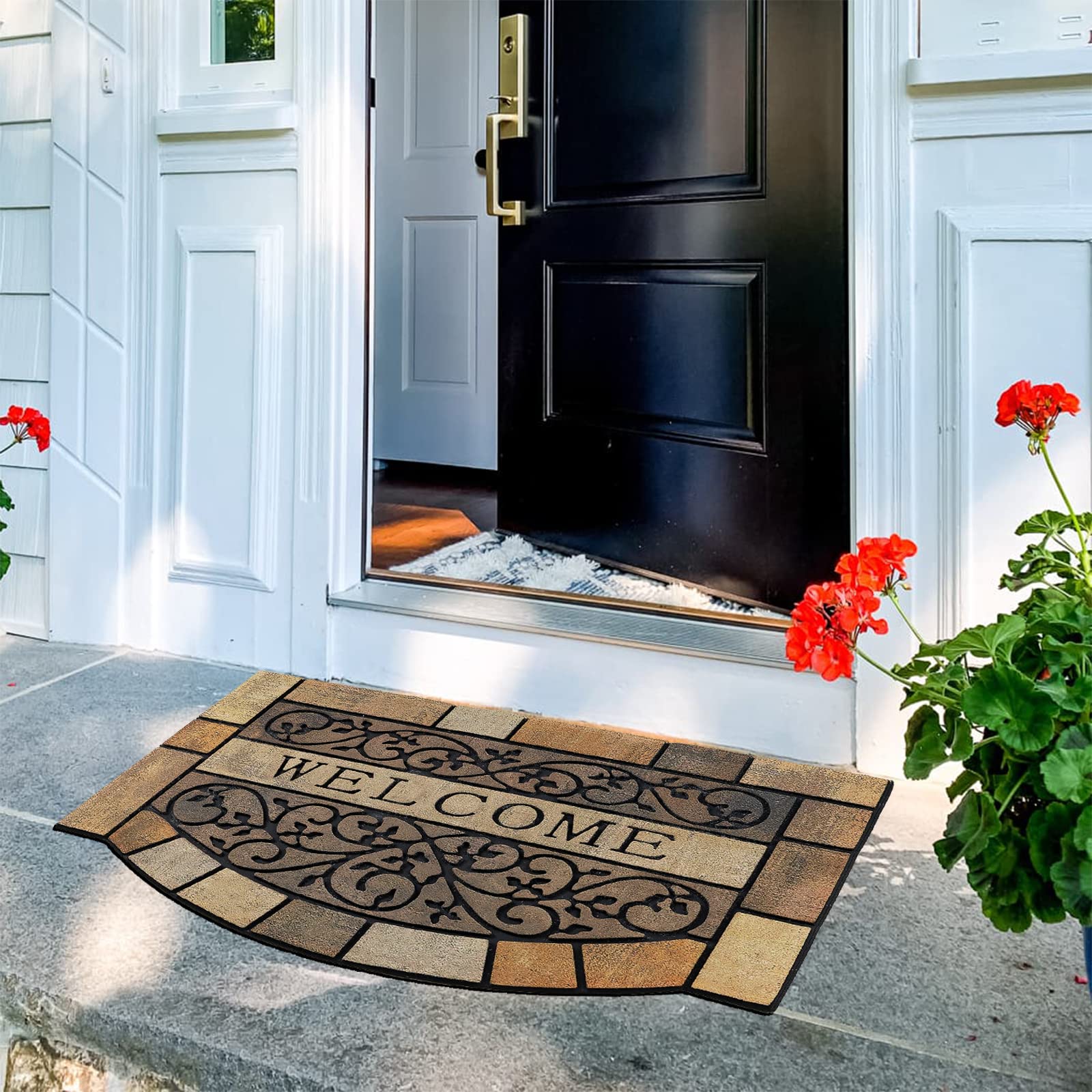CHICHIC Entrance Door Mat Large 24 x 36 Inch Entry Way Doormat Front Door Rugs Outdoors Heavy Duty Welcome Mat, Non Slip Rubber Back Low Profile for Garage, Patio, High Traffic Area, Vine