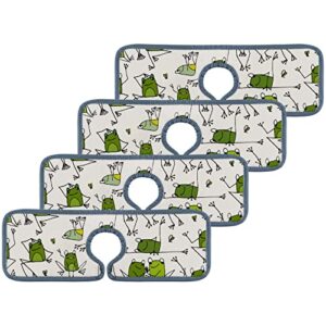 absorbent kitchen faucet mat 4 pieces funny frogs cute animals faucet sink splash guard bathroom counter and rv,faucet counter sink water stains preventer