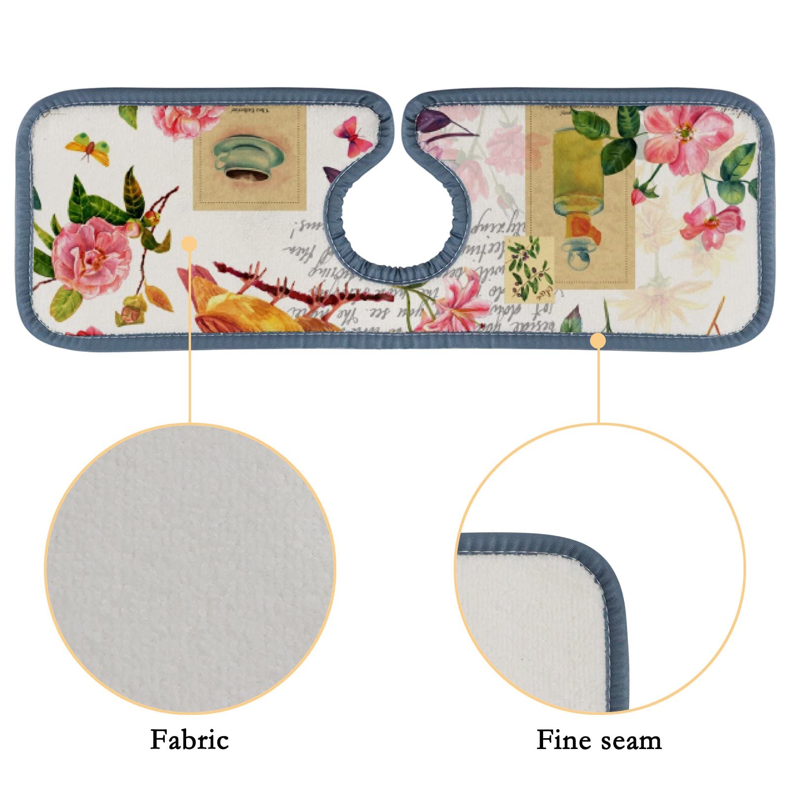 Absorbent Kitchen Faucet Mat 4 Pieces Watercolor Birds Faucet Sink Splash Guard Bathroom Counter and RV,Faucet Counter Sink Water Stains Preventer