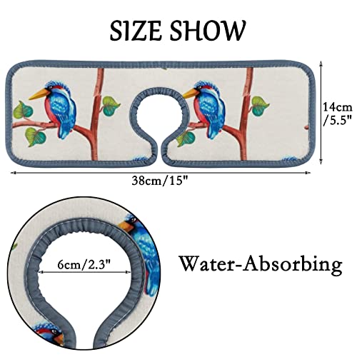 Kitchen Faucet Absorbent Mat 3 Pieces Cute Watercolor Blue Birds Faucet Sink Splash Guard Bathroom Counter and RV,Faucet Counter Sink Water Stains Preventer