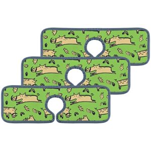 kitchen faucet absorbent mat 3 pieces cute boars animals faucet sink splash guard bathroom counter and rv,faucet counter sink water stains preventer