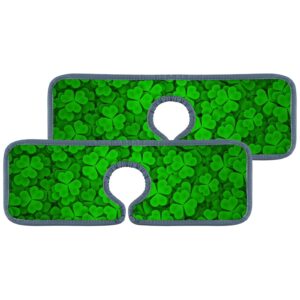 kitchen faucet mats 2 pieces happy st patrick's lucky shamrock faucet sink splash guard bathroom counter and rv,absorbent faucet counter sink water stains preventer