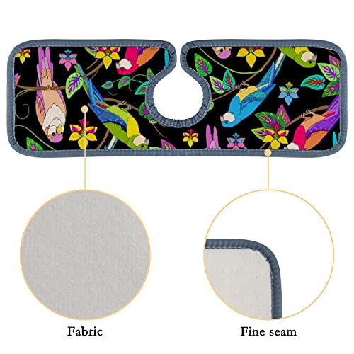 Kitchen Faucet Mats 2 Pieces Multicolor Jungle Parrots Absorbent Faucet Sink Splash Guard Bathroom Counter and RV,Faucet Counter Sink Water Stains Preventer