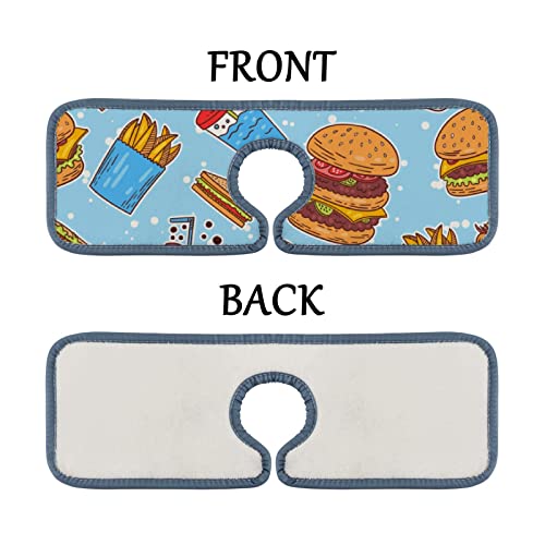Kitchen Faucet Mats 4 Pieces Fast Food Motifs Faucet Sink Splash Guard Bathroom Counter and RV,Absorbent Faucet Counter Sink Water Stains Preventer