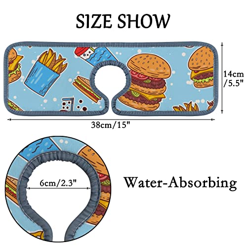 Kitchen Faucet Mats 4 Pieces Fast Food Motifs Faucet Sink Splash Guard Bathroom Counter and RV,Absorbent Faucet Counter Sink Water Stains Preventer