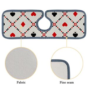 Kitchen Faucet Absorbent Mat 4 Pieces Black Red Hearts Geometric Faucet Sink Splash Guard Bathroom Counter and RV,Faucet Counter Sink Water Stains Preventer