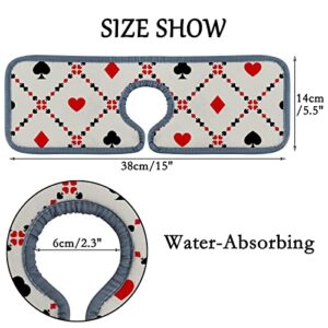 Kitchen Faucet Absorbent Mat 4 Pieces Black Red Hearts Geometric Faucet Sink Splash Guard Bathroom Counter and RV,Faucet Counter Sink Water Stains Preventer
