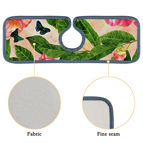 Absorbent Kitchen Faucet Mat 3 Pieces Watercolor Camellia Flowers Faucet Sink Splash Guard Bathroom Counter and RV,Faucet Counter Sink Water Stains Preventer