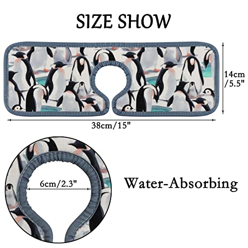 Kitchen Faucet Mats 4 Pieces Watercolor Penguins Absorbent Faucet Sink Splash Guard Bathroom Counter and RV,Faucet Counter Sink Water Stains Preventer