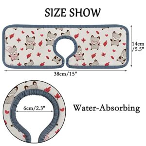 Absorbent Kitchen Faucet Mat 4 Pieces Foxes Animal Funny Faucet Sink Splash Guard Bathroom Counter and RV,Faucet Counter Sink Water Stains Preventer