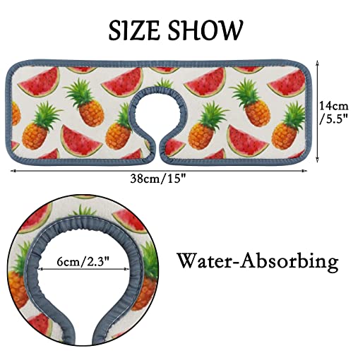 Absorbent Kitchen Faucet Mats 2 Pieces Watercolor Pineapple And Watermelon Faucet Sink Splash Guard Bathroom Counter and RV,Faucet Counter Sink Water Stains Preventer