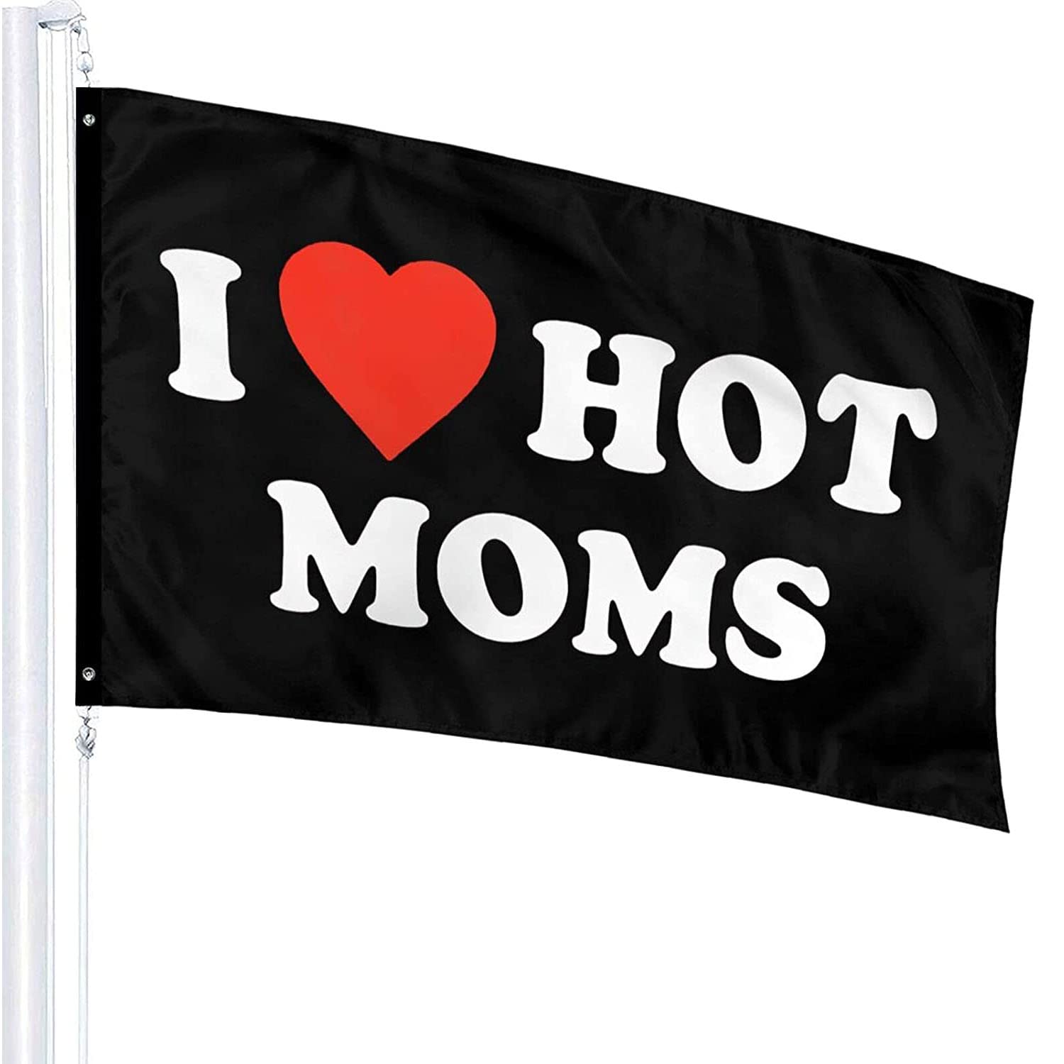 I Love Moms Flag I Love Hot Moms Flags - Funny Decoration Banner for Indoor And Outdoor - Mother'S Day & Birthday Tapestry Gifts