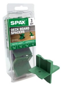 spax deck board spacer, for all types of deck boards,3 pack, four most common spacing dimensions