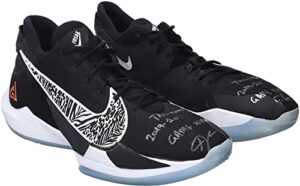 giannis antetokounmpo milwaukee bucks autographed game-used black nike shoes vs. new orleans pelicans on july 27, 2020 with "game used" inscription - autographed nba sneakers