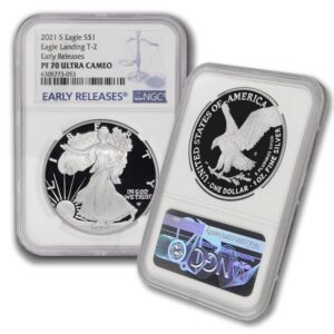 2021 s 1 oz proof american silver eagle pf-70 ultra cameo (early releases - type 2) $1 ngc pf70ucam