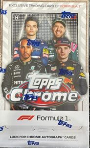 2021 topps formula 1 chrome racing hobby box (18 packs/4 cards: 7 refractors)