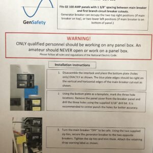 GenSafety Generator Breaker Panel Interlock Kit for GE 100 Amp Panel