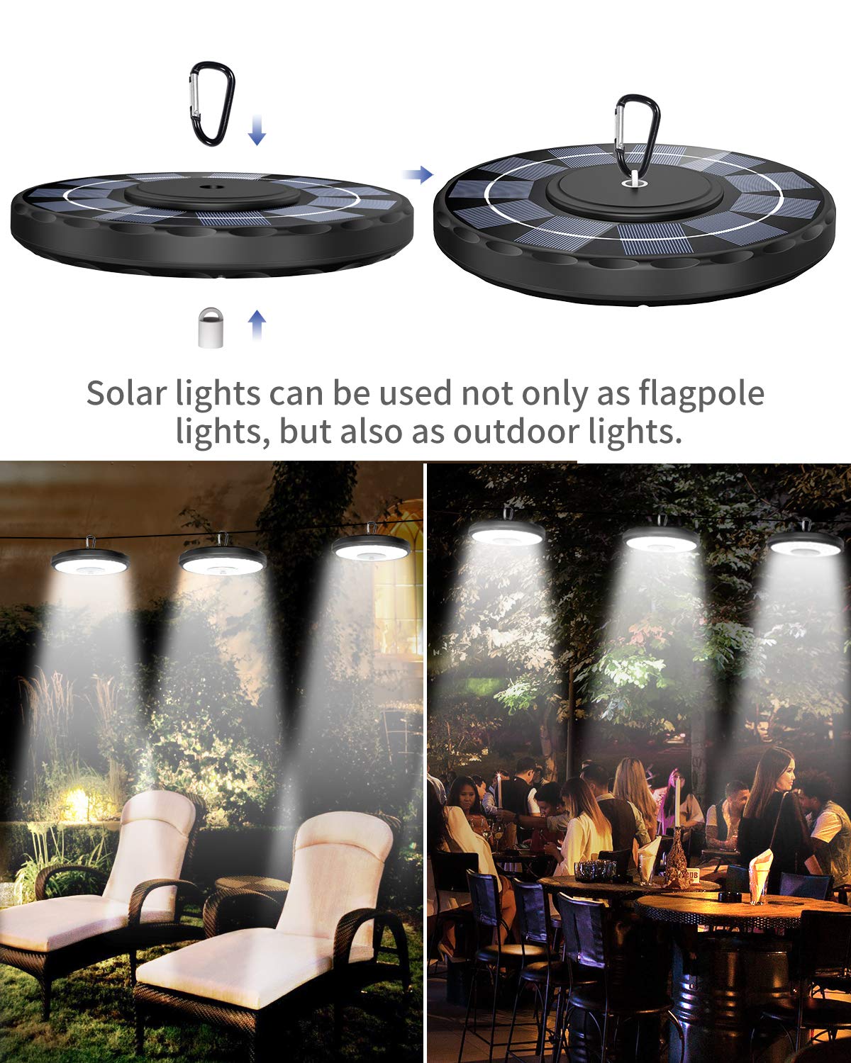 Solar Flagpole Light, Newest 132 LED 3X Brighter Outdoor Flagpole Light, Flag Cover Waterproof Solar Flag Night Light for Ground Pole 15-25ft, 10-12 Hour Dusk to Dawn Auto On/Off, 3 Lighting Modes