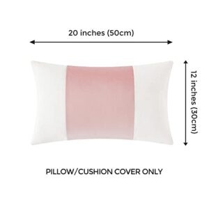 Hofdeco Coastal Patio Indoor Outdoor Lumbar Pillow Cover ONLY for Backyard, Couch, Sofa, Velvet Pink Wide Striped, 12"x20"