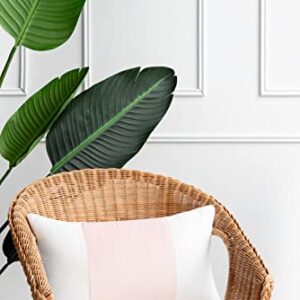 Hofdeco Coastal Patio Indoor Outdoor Lumbar Pillow Cover ONLY for Backyard, Couch, Sofa, Velvet Pink Wide Striped, 12"x20"