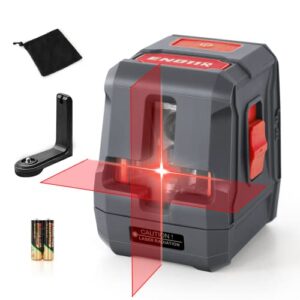 enventor laser level, 50ft red self leveling laser level with horizontal vertical 2 line laser tool 360° for wall picture hanging, waterproof cross line laser outdoor, battery carrying bag included