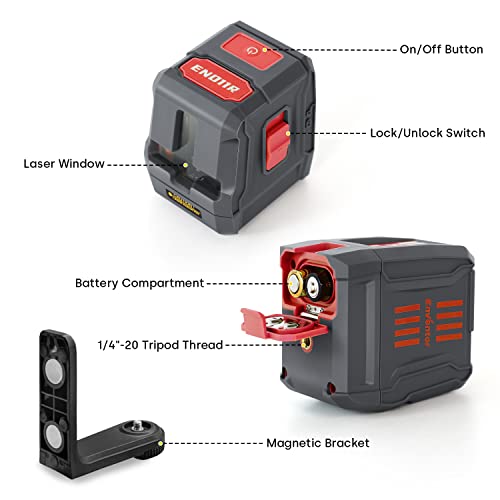 ENVENTOR Laser Level, 50ft Red Self Leveling Laser Level with Horizontal Vertical 2 Line Laser Tool 360° for Wall Picture Hanging, Waterproof Cross Line Laser Outdoor, Battery Carrying Bag Included