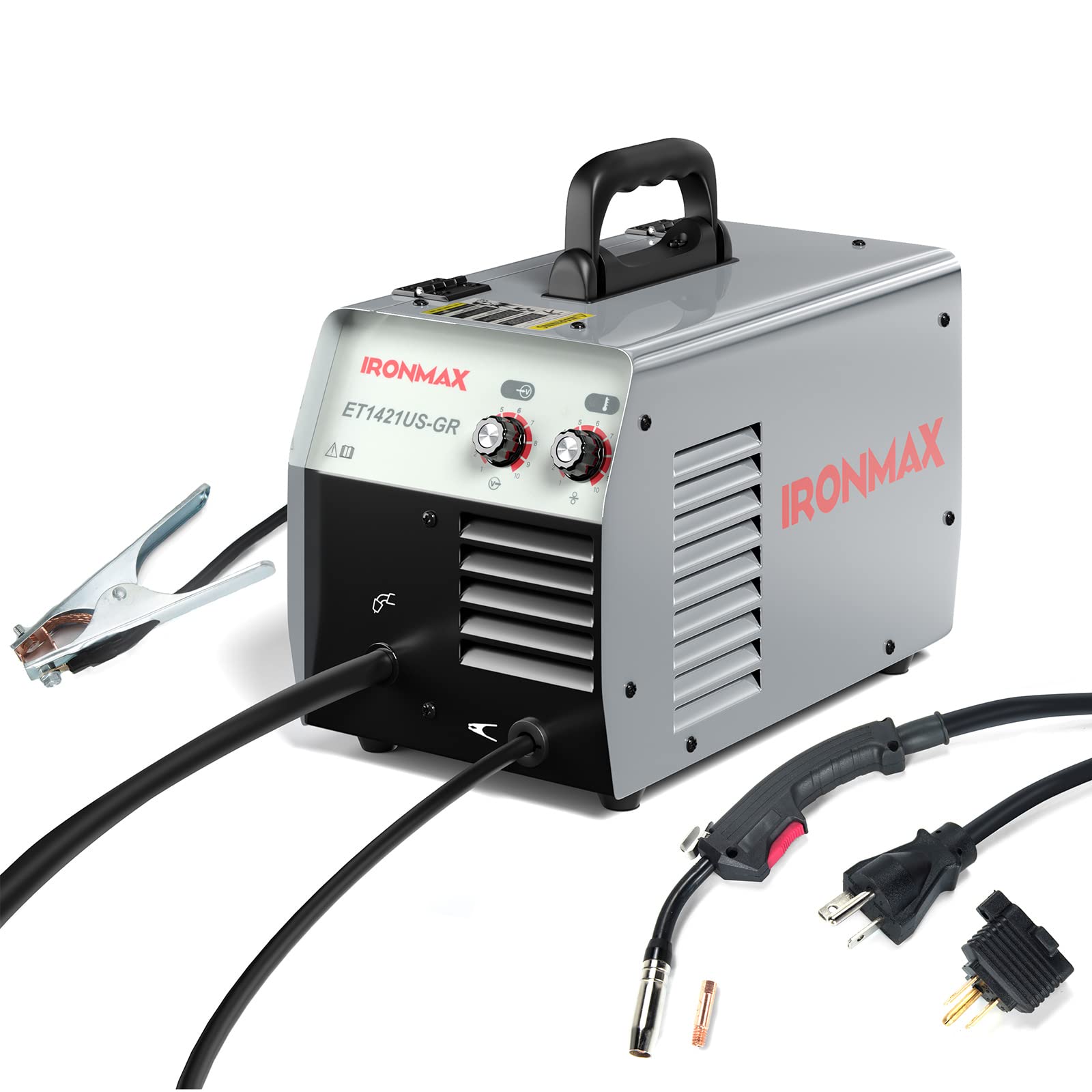 Goplus MIG 140 Welder, Flux Cored Welding Machine, 120V IGBT Arc Welding Inverter w/Integrated MIG Torch, Earth Clamp, Bonus Adaptor & Contact Tip