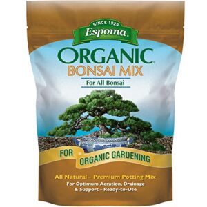 espoma organic & natural bonsai soil - all-purpose bonsai tree soil mix, all-natural organic material great for all bonsai trees nutrient-rich bonsai soil mixture (4 quarts)