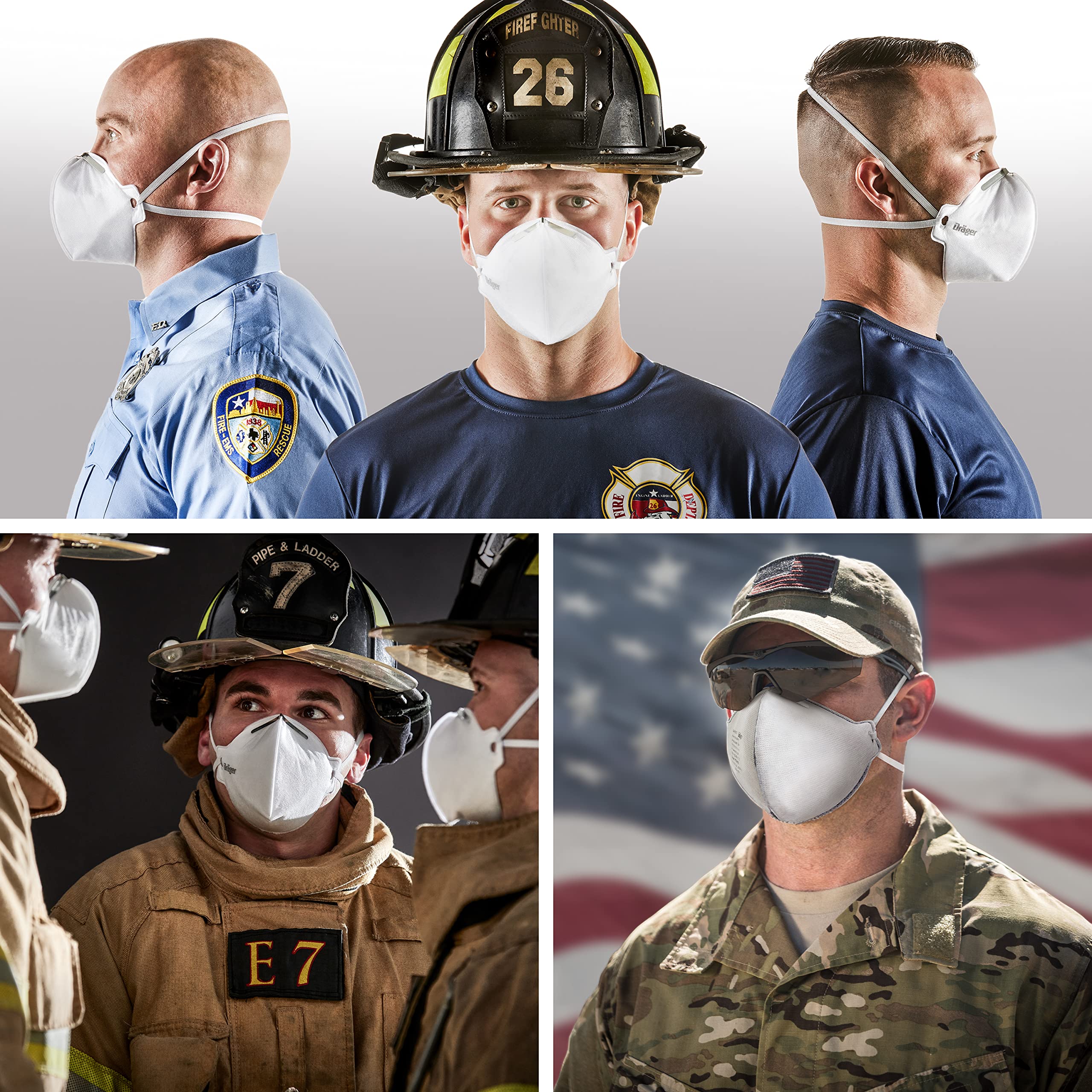 Dräger X-plore 1750 C N95 respirator mask made in the US | 20 NIOSH-approved respirators, universal fit