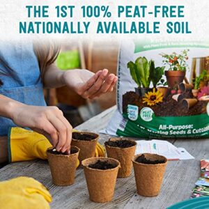 Back to the Roots 3-in-1 Seed Starting Mix 12 Quarts, 100% Organic & USA Made for Herbs, Veggies, Flowers, w/ Nutrient Rich Plant Food, Worm-Castings, & Moisture Controlling Yucca Brown