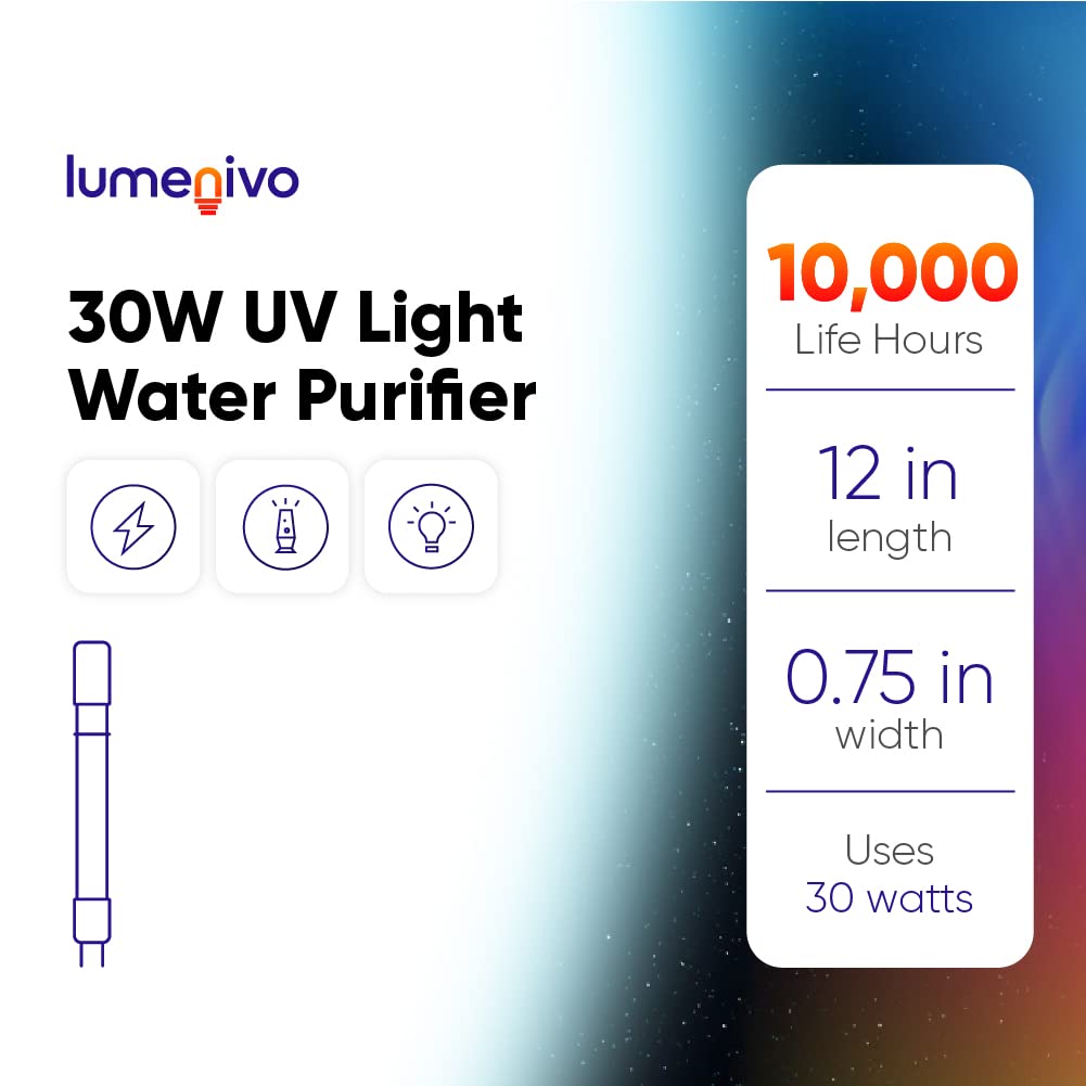 lumenivo 30W UV Light Water Purifier Replacement Lamp for Aquasana Whole House Water Filter System, Sterilight UV Lamp Filter - 1 Pack