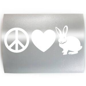 peace love rabbit #2 - pick color & size - rabbits bunnies pet vinyl decal sticker a