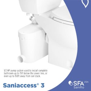 SANIFLO Saniaccess 3 + Toilet Bowl Elongated + Toilet Tank Bundle - Residential - White