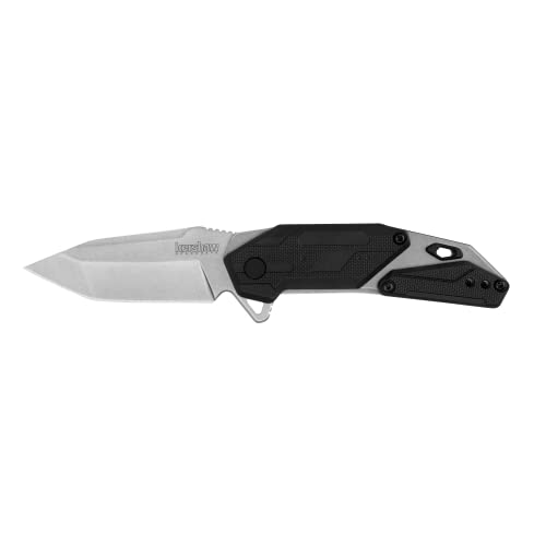 Kershaw Jetpack Folding Pocket Knife, SpeedSafe Opening, 2.75 inch Silver Blade with Black Handle, Pocketclip