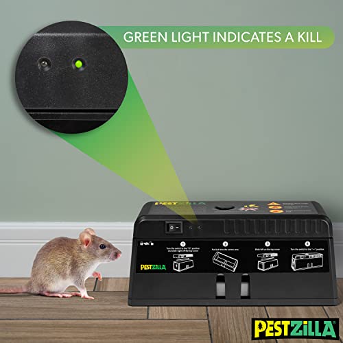 Pestzilla Rat Zapper – Rechargeable Electric Mouse Trap – Effective & Humane Mouse Traps Indoor for Home – Safe & Clean Rat Trap, No Touch & No Clean (2 Pack)
