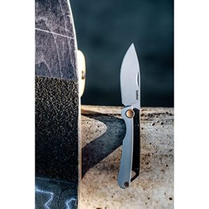 Kershaw Esteem Folding Pocket Knife, 2.5 inch Bead Blasted Stainless Steel Blade, Black and Silver Handle with Bronze Detents, Nail Nick, Pocketclip